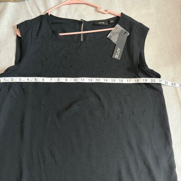 NWT Apt. 9 Womens Black Sleeveless Top With Rhinestone Detail  Size L - Picture 7 of 10
